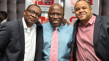 L-r): Maurice Newa, chief Commercial Officer, Airtel Nigeria, Kenny Ogungbe, CEO, Kennis Music, and Sam Onyemelukwe, Managing Director, Trace Nigeria, at the Airtel Trace Music Star Press launch held at GRA, Ikeja, Lagos recently.‎